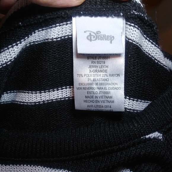 EUC Disney Black & White Striped Sequinned Mickey Mouse Sweater - Picture 6 of 9